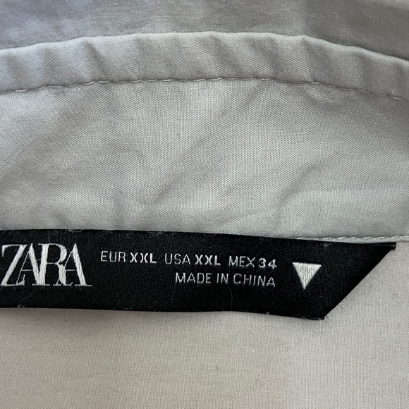 Zara Light Gray Embellished Button Down Shirt and Shorts size XXL like new - Picture 3 of 7